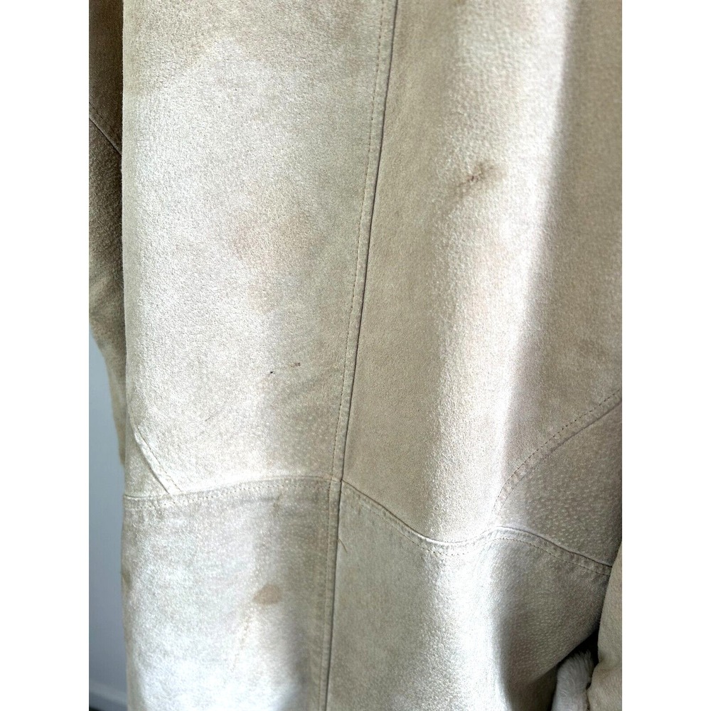 Vintage Fitz Wright Leather Suede Faux Shearling Coat Shawl Collar Size Large - Picture 16 of 16